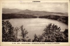 VINTAGE POSTCARD Auvergne Environs De Besse View of the lake pavin At the horizon the Mounts Gilds