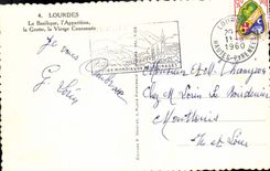 POSTAL de la VENDIMIA pesada el aspecto de la basílica la cueva la Virgen de Couronnee