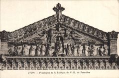 Frontispiece de Lyon de la POSTAL de la VENDIMIA de la basílica de Notre Dame de Fourviere
