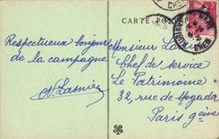 VINTAGE POSTCARD Mehun On Yevre Peinture of the Interior of the Church Jeanne d' Arc has Mehun