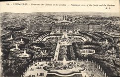 CPA Versailles Panorama du Chateau et des Jardins 