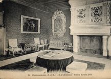 VINTAGE POSTCARD Chenonceaux the Castle Living room Louis XIII