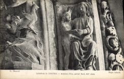 Catedral de la POSTAL de la VENDIMIA de la creación de Chartres de la puerta norteña de Eve