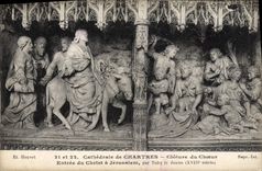 La POSTAL Cathedrale de la VENDIMIA del estribillo del Cloture de Chartres inscrito de Cristo tiene Jerusalén