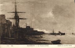 VINTAGE POSTCARD Daubigny the Thames has Erith Musee of Louvre Paris