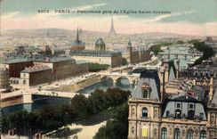 VINTAGE POSTCARD Paris Panorama Taken De I' Eglise Gervais Saint