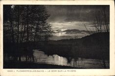 VINTAGE POSTCARD Plombieres Les Bains the Evening On the River