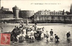 VINTAGE POSTCARD Holy Malo Pond with the Ducklings Children
