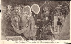 VINTAGE POSTCARD Avigon Palate of the Popes Fresco of the vault Saint Jean Baptist