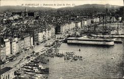 CPA Marseille Panorama du Quai du Port Bateaux