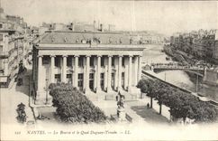 VINTAGE POSTCARD Nantes the Stock Exchange and the quay Duguay Trouin