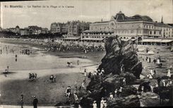 VINTAGE POSTCARD Biarritz the Rock of the beach and the Casino