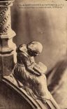 VINTAGE POSTCARD Church of Saint Sulpice de Favieres Monk in meditation Balustrade of stall