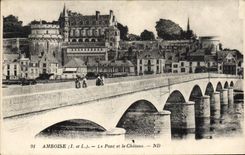 VINTAGE POSTCARD Amboise the Bridge and the Castle