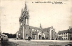 VINTAGE POSTCARD Holy pol. Of Leon the Basilica and the Large one Places