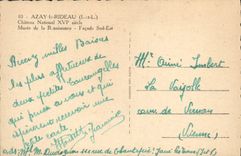 POSTAL MODERNA Azay el museo nacional del castillo de la cortina de Renacimiento