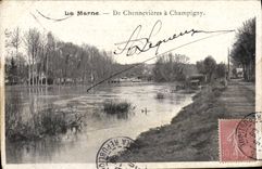 VINTAGE POSTCARD the Marne De Chennevieres has Champigny