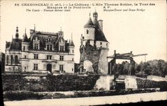 VINTAGE POSTCARD Chenonceau the Castle the Thomas Wing the tower of the masks and the bridge levis