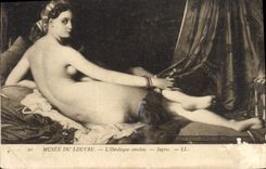 VINTAGE POSTCARD Museum Of Louvre Odalisque lying Ingres