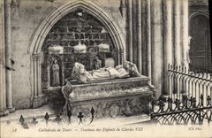 VINTAGE POSTCARD Cathedral of Tours Tomb of the Children of Charles VIII