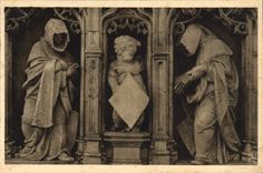 CPA Bourg Eglise de Brou Figures du Mausolee de Marguerite de Bourbon Les pleureuses