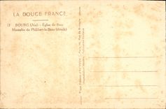 VINTAGE POSTCARD Borough Church of Husks Mausoleum of Philibert the Beautiful Details