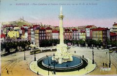 CPA Marseille Place Castellane Et Fontaine Cantini avec sur sur ND de la Garde 