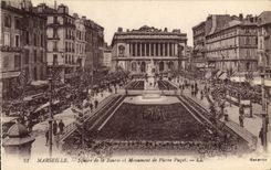 CPA Marseille Square De La Bourse Et Monument De Pierre Puget