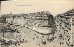 CPA Marseille La Rue De La Republique Tramways