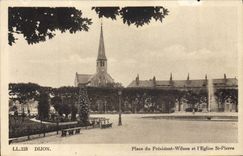 CPA Dijon Place Du President Wilson Et I'Eglise St Pierre 
