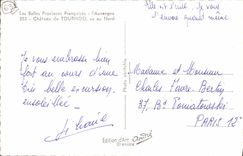 MODERN CARD the Beautiful French Provinces I' Auvergne Castle De Tournoel