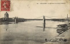 VINTAGE POSTCARD Toulouse the Garonne And the Suspended bridge