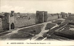 CPA Aigues Mortes Vue d'ensemble des remparts