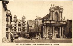 VINTAGE POSTCARD Dijon Church Saint Michel Chamber of commerce