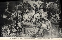 Tapicería del castillo de Pau de la POSTAL de la VENDIMIA de Flandes la unión del Zephyr y de la flora