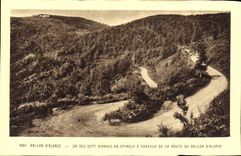 VINTAGE POSTCARD Ballon Of Alsace One Of the Seven Hairpin Curves of the road of the balloon of Alsace