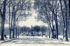 CPA Aix En Provence Bas Du Cours Mirabeau Et La Grande Fontaine