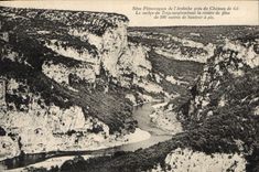 VINTAGE POSTCARD Picturesque Sites De I' Ardeche Close to the Castle of Go the rock of Trije overhanging the river