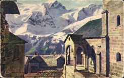 CPA La vieille eglise des terrasses et le glacier de Meije