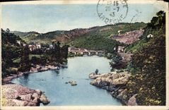 VINTAGE POSTCARD Valleys les Bains Seen of Ardeche