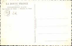 VINTAGE POSTCARD Palate of Fontainebleau Gardens of the Palate Fountain of Diane