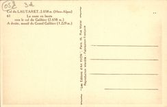 CPA Col du Lautaret La route en lacets vers le col du Galibier A droite massif du Grand Galibier