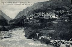 El camino de Dauphine de la POSTAL de la VENDIMIA de Grenoble tiene Briançon el registro y el Romanche bajos