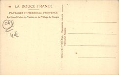 POSTAL de la VENDIMIA el Verdon y el Pierres de Provence el arma grande del Verdon visto de la aldea de Rougon