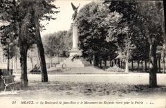 VINTAGE POSTCARD Meaux the Boulevard Of Jean Pink And the Monument Of the Dead children for the fatherland