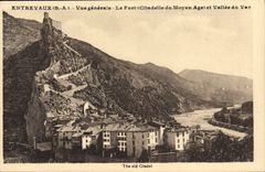 VINTAGE POSTCARD Entrevaux View the fort and Valley of the VAr