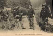 VINTAGE POSTCARD Customs Customs officers leaving for the ambush Pontarlier Dog