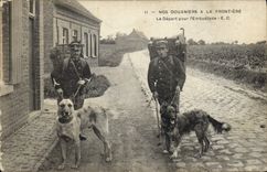 VINTAGE POSTCARD Customs Customs officers at the border the departure for the ambush Dog Dogs