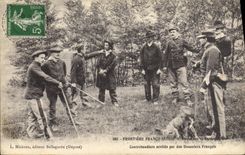 VINTAGE POSTCARD Customs Customs officers free Swiss Border Customs officers and smugglers stopped by the French customs officers Dog