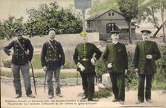 VINTAGE POSTCARD Customs French Customs officers and German close to the posts border has Igney Avricourt